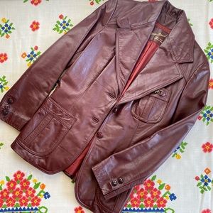 1970’s Vintage Etienne Aigner Oxblood Leather Blazer